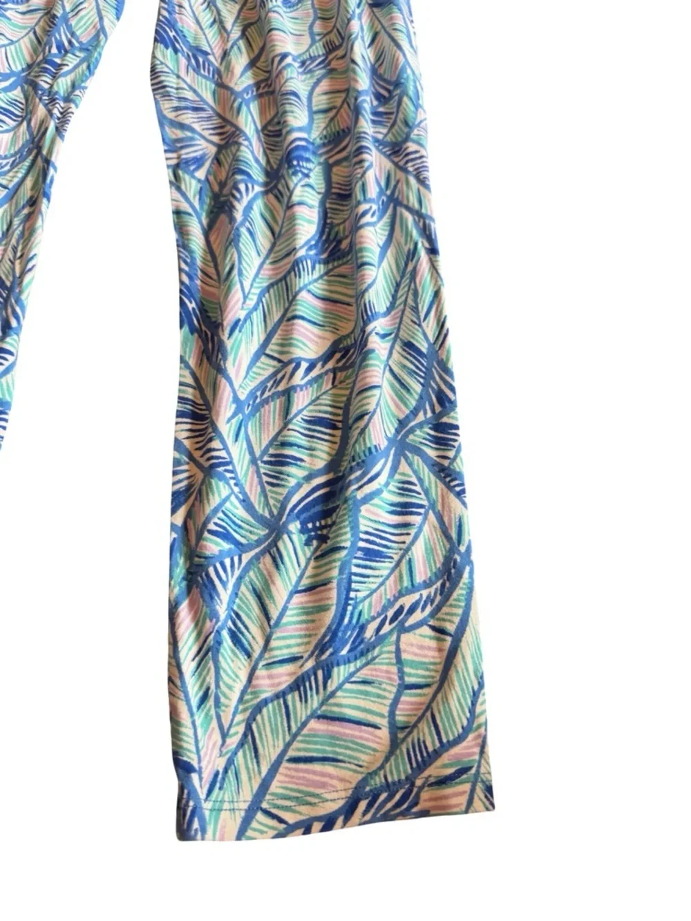 Lilly Pulitzer Paulina Jumpsuit Blue Lets Mango Leaf Stretch Tank Top Size XS
